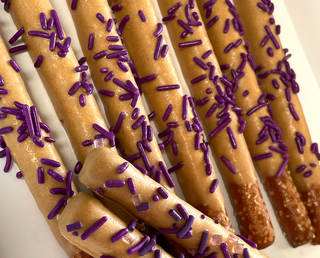 PB & (Grape) J Chocolate Dipped Pretzels