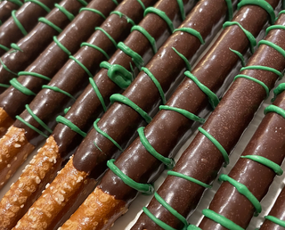 After Dinner Mint Chocolate Dipped Pretzels