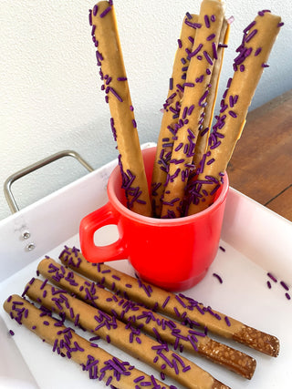 PB & (Grape) J Chocolate Dipped Pretzels