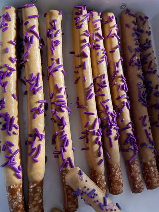 PB & (Grape) J Chocolate Dipped Pretzels